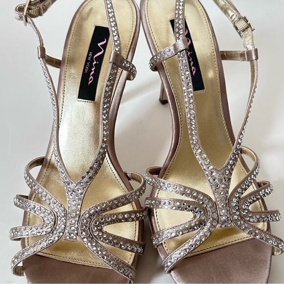 Nina Champagne Platform Sandal Size 9M - Picture 7 of 11